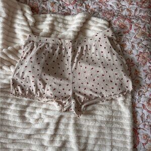 Primark Beige Knit Shorts with Red Floral Accents